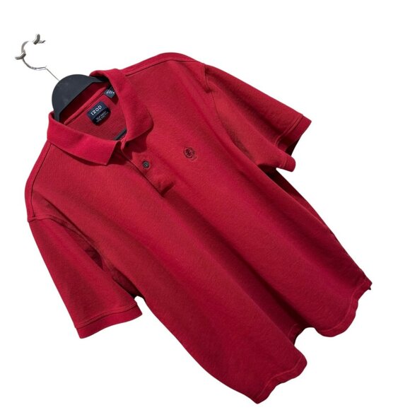IZOD Mens Size XL Red Silk Wash 100% Cotton Stretch Embroidered‎ Logo Polo - Picture 2 of 5